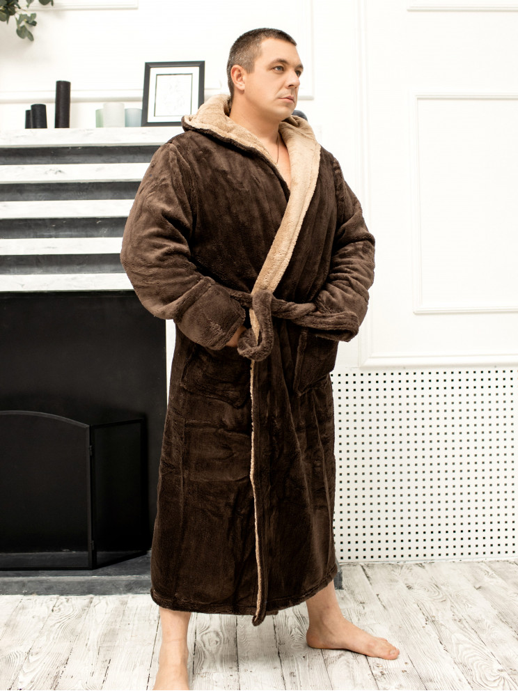 Мужской махровый халат Шоколадный Man Romance Style 2371