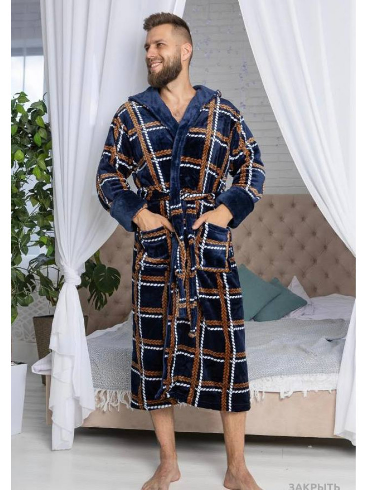 Мужской махровый халат New халат Man Romance Style 2377