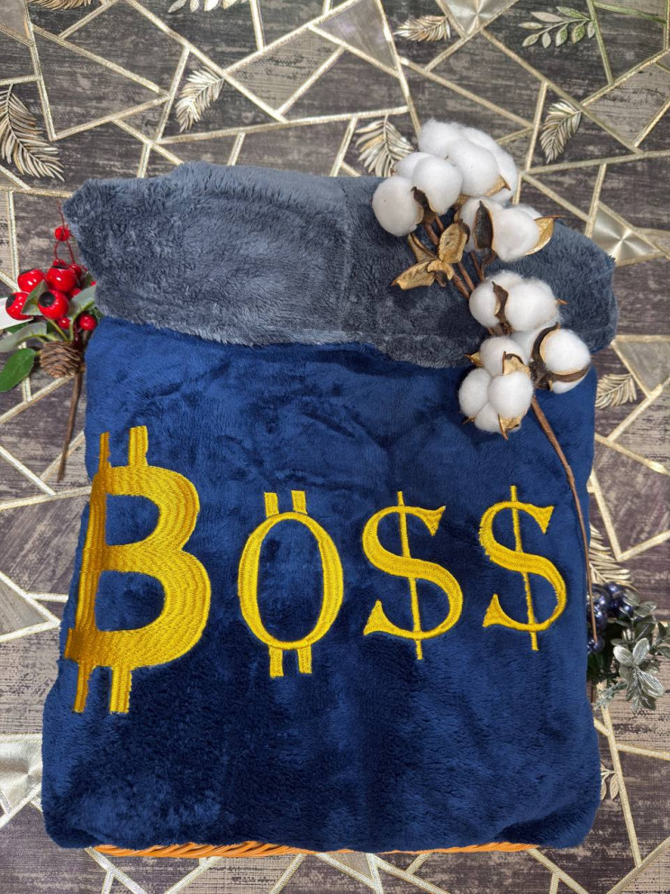 Мужской махровый халат с именной вышивкой 