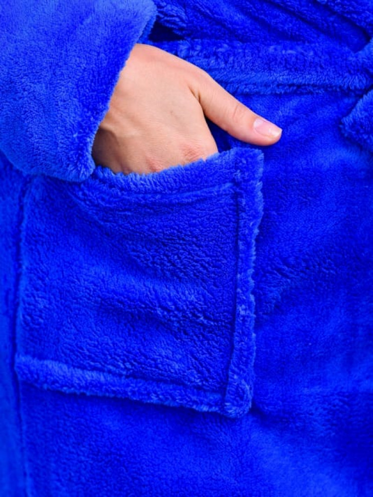 Жіночий синій махровий халат Woman Romance Style 2101