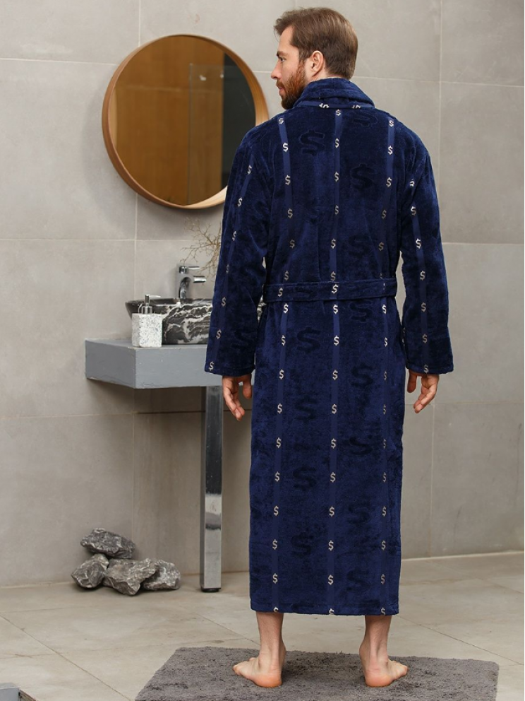 Мужской халат велюр-махра синий Man Romance Style 2371